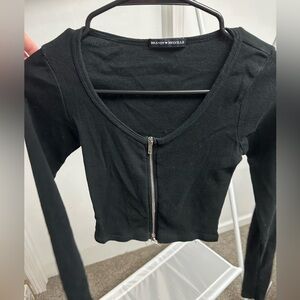 Brandy Melville Double Zip Crop Long Sleeve